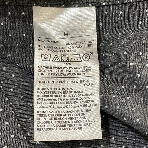 NEW Mens Old Navy Button Ip Everyday Shirt Regular Fit Size MED Gray/White Dots - Picture 10 of 10